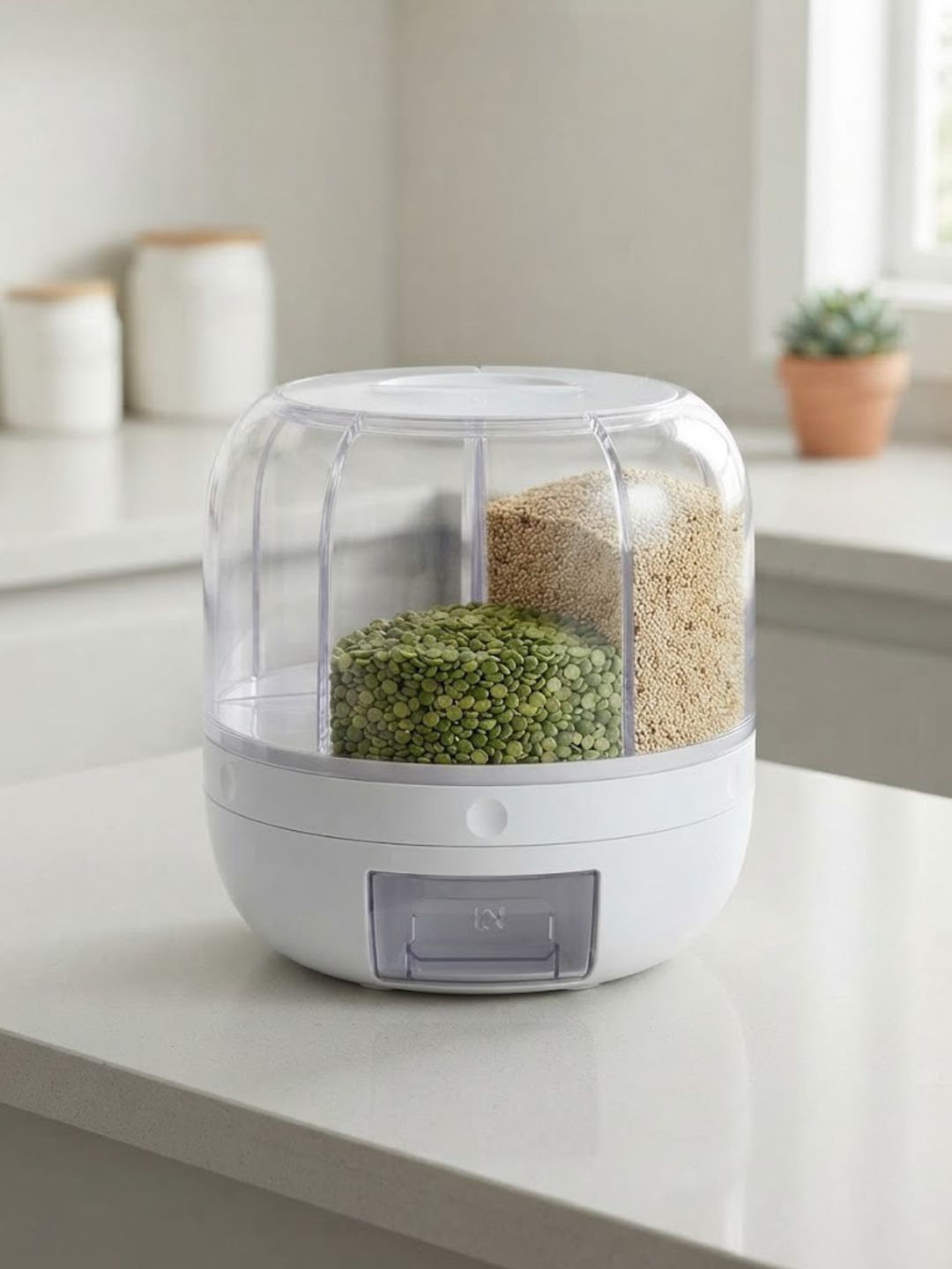 Rotating 6-Grid Grain Storage Dispenser