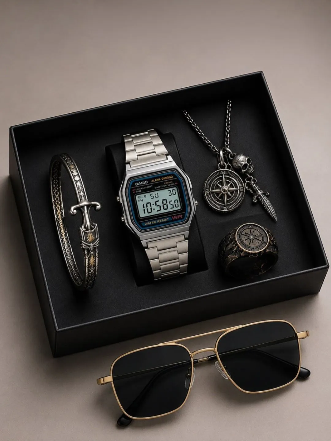 Royal Sapphire & Serpent Men's Watch and Luxury Accessory Set - Image 5