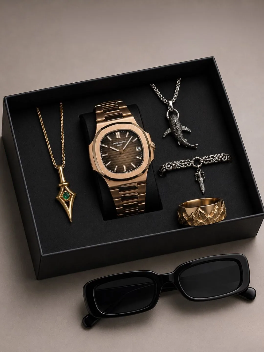 Royal Sapphire & Serpent Men's Watch and Luxury Accessory Set - Image 2