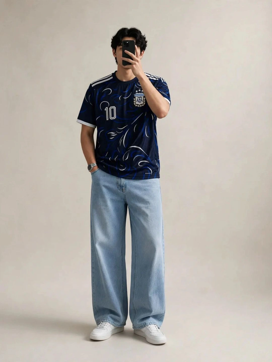Short-Sleeve Retro Sports Jersey with Number Print - Image 3