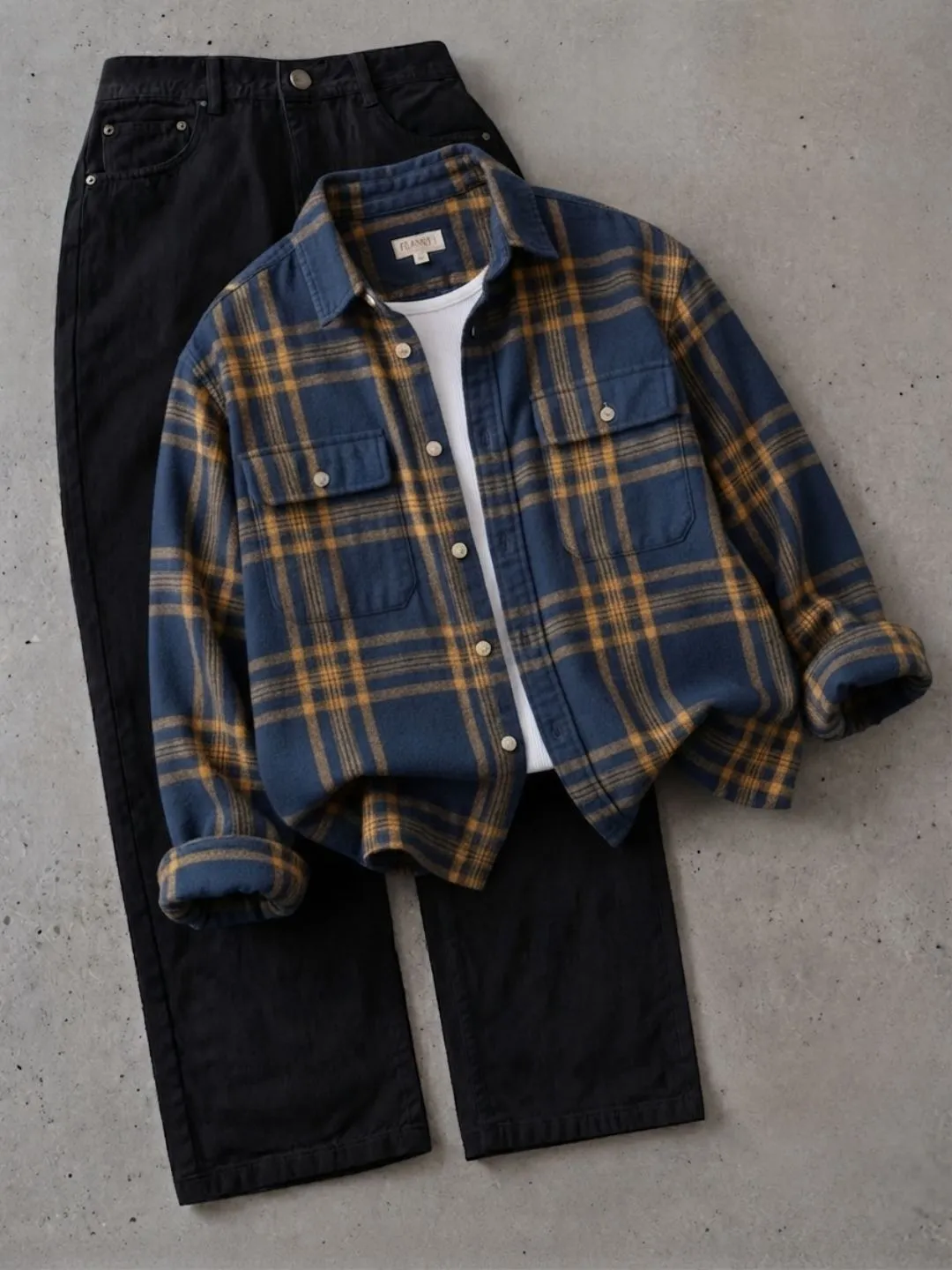 Men Long-Sleeve Patterned Button-Down Overshirt with Inner Tee and Cargo Pants Combo - Image 4