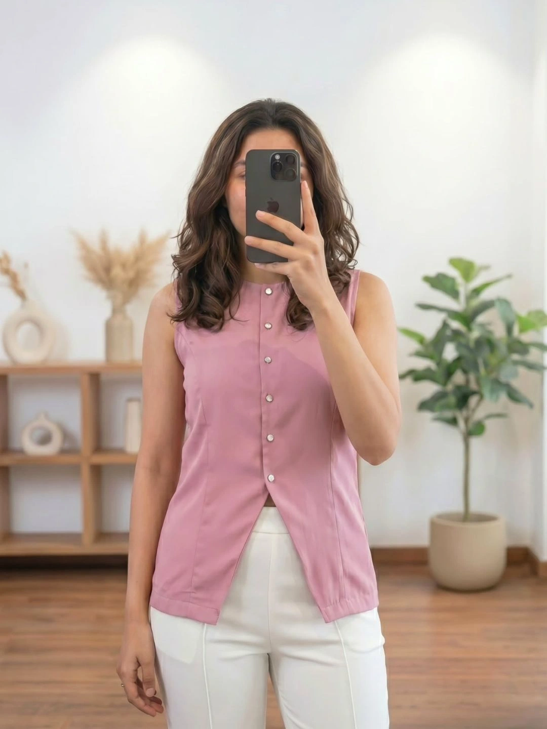 Sleeveless V-Neck Embroidered Wrap-Style Crop Top - Image 2