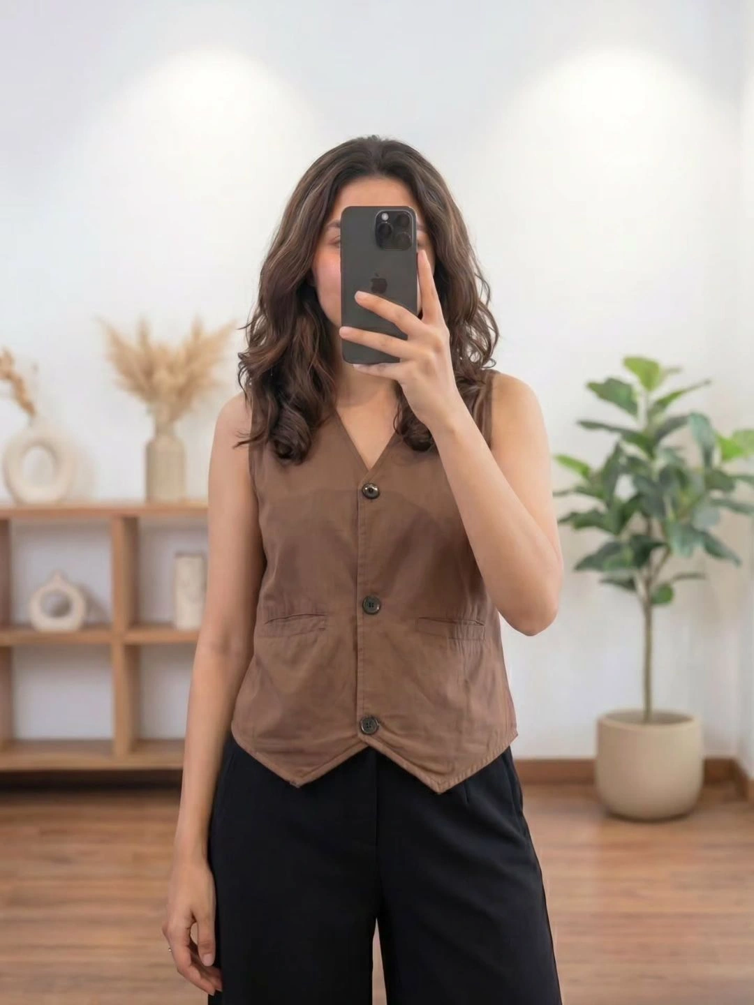 Sleeveless V-Neck Embroidered Wrap-Style Crop Top - Image 4