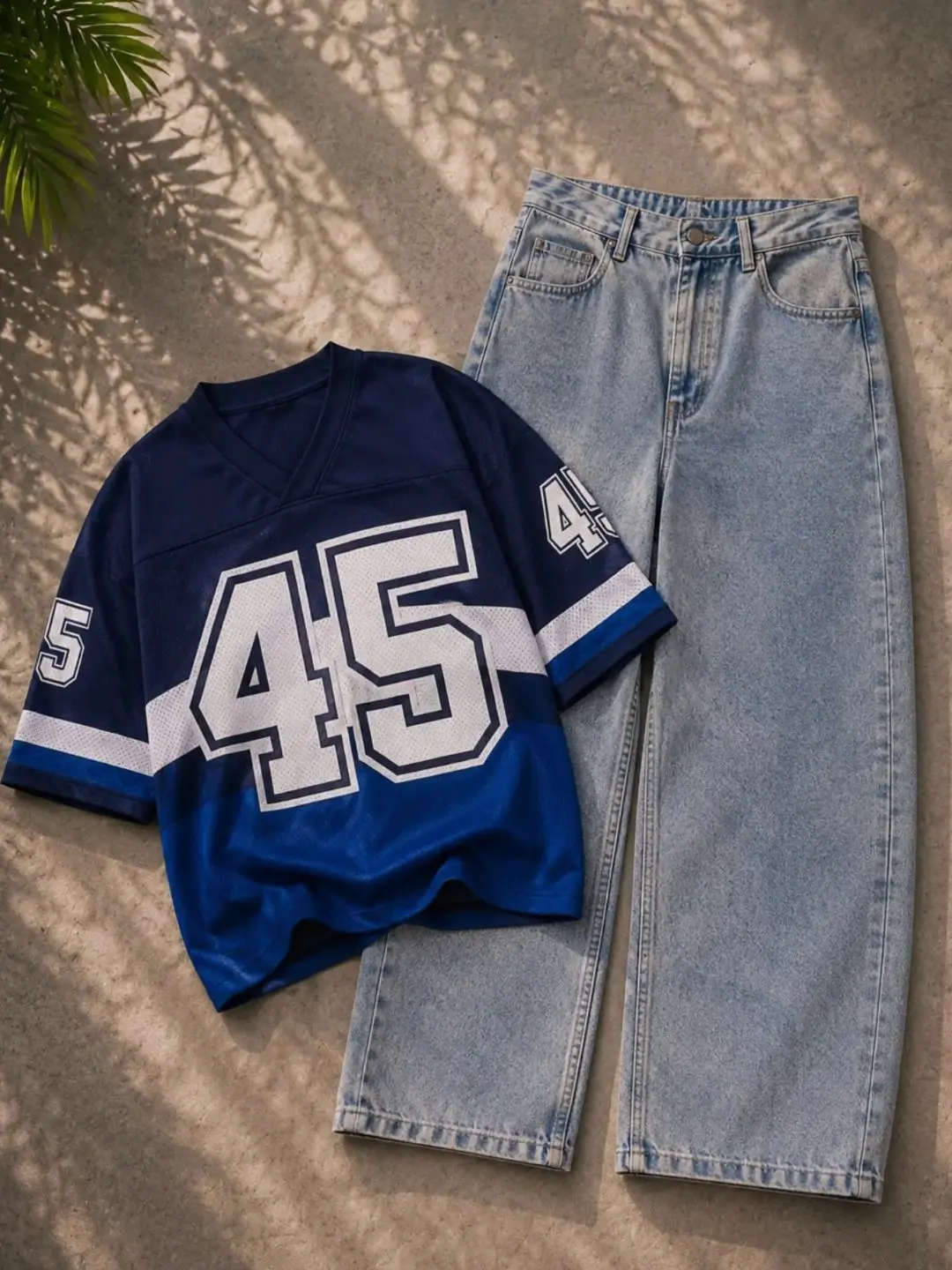 Colorblock Jersey & Light Denim Set - Image 3