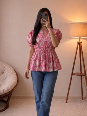 Blushing Floral Peplum Top
