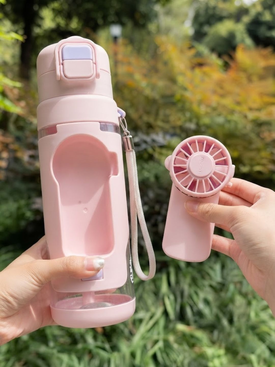 2-in-1 Portable Water Bottle with Detachable Mini Electric Fan