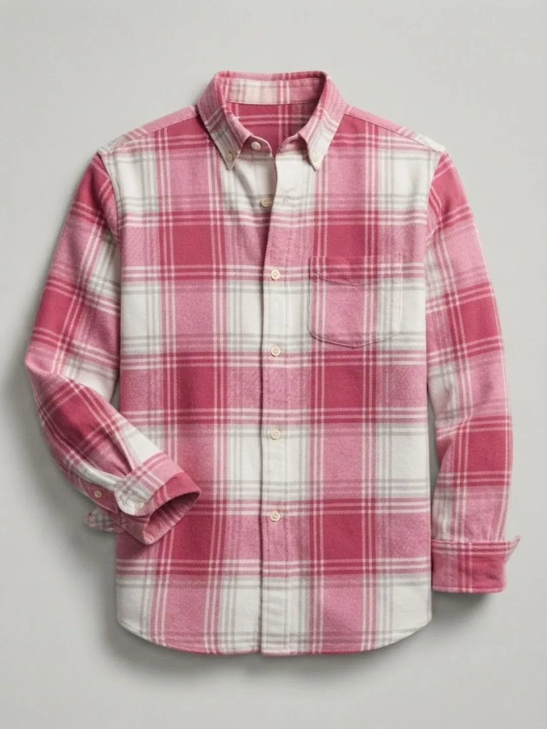 Classic Pink and White Checked Casual Shirt - Image 2