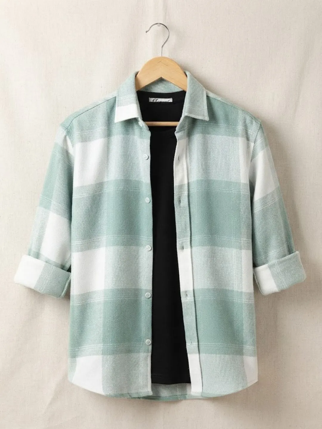 Casual Plaid Overshirt and Inner T-Shirt Combo - Image 3