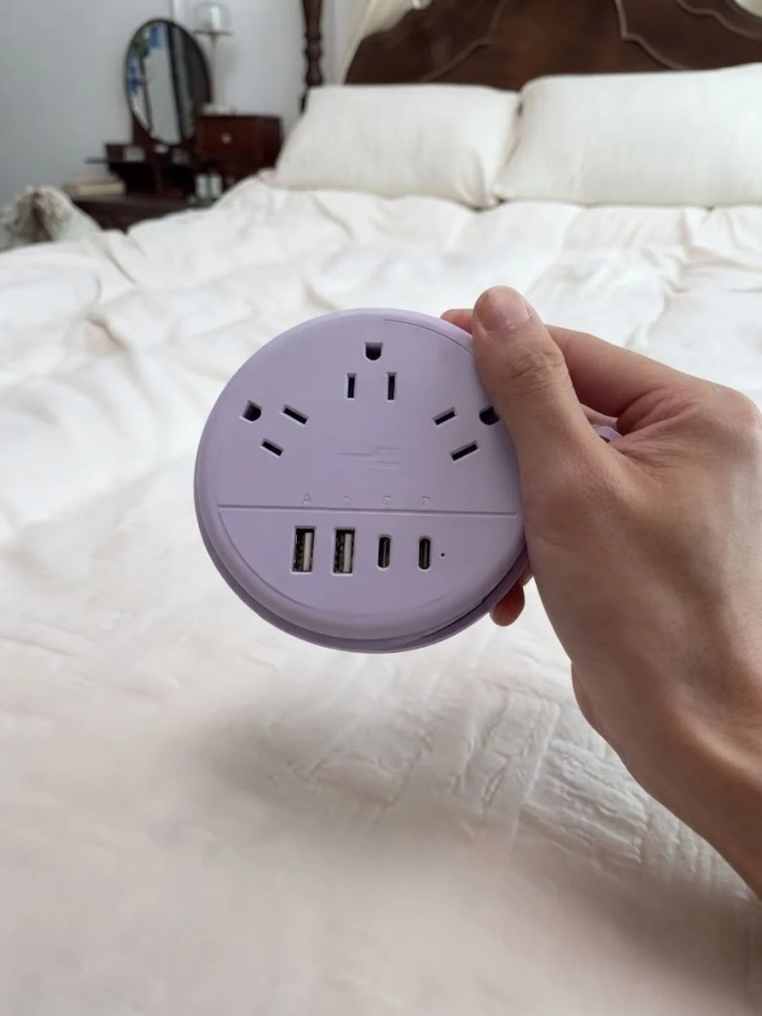 Round Retractable Extension Cord Power Strip with USB Ports - Image 2