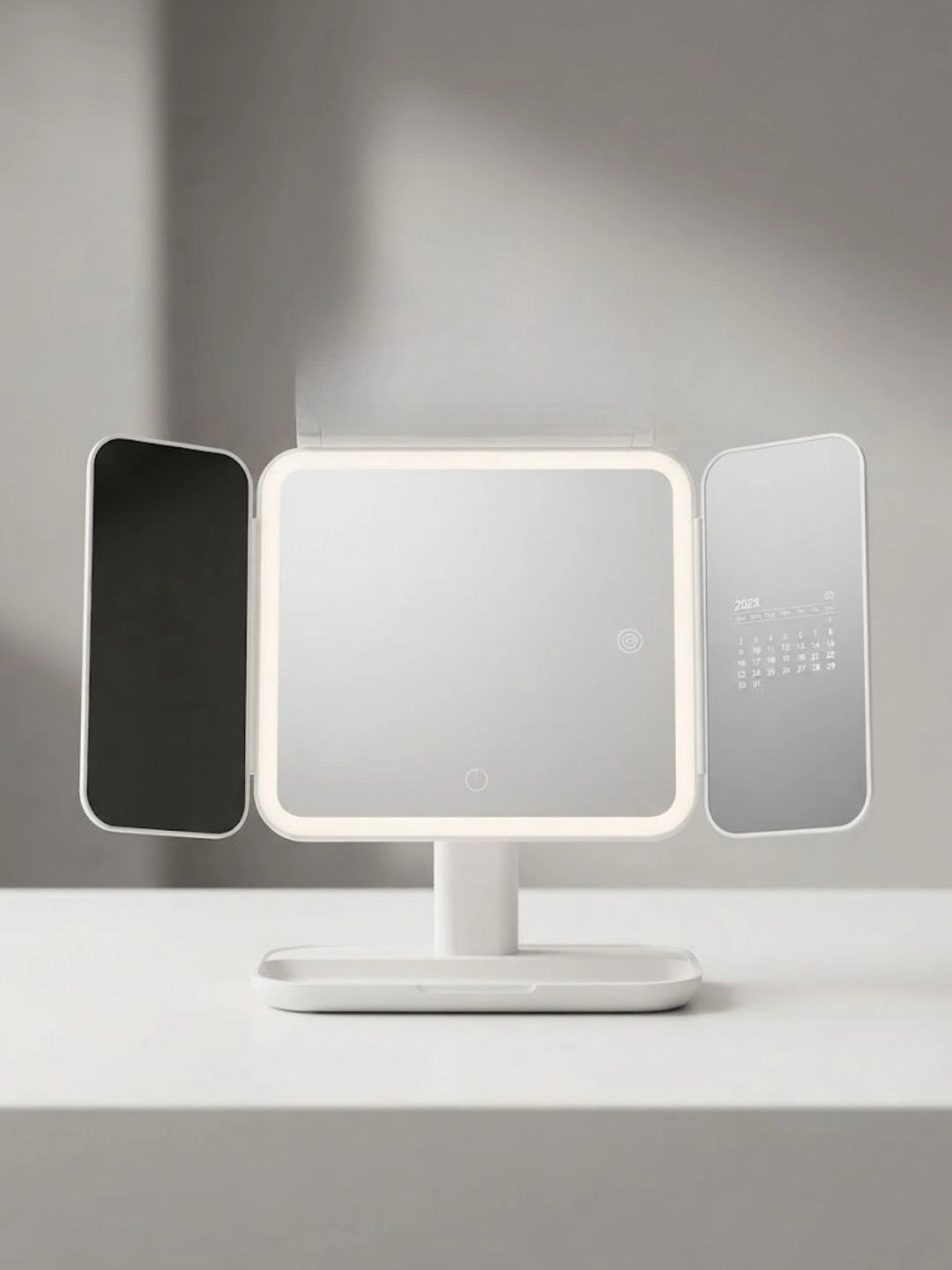 Foldable Tri-Fold LED Makeup Mirror