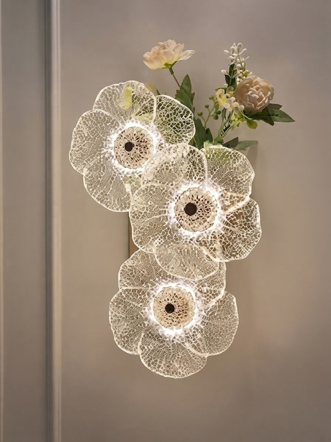 Acrylic Floral Wall Light & Decorative Accent Panel