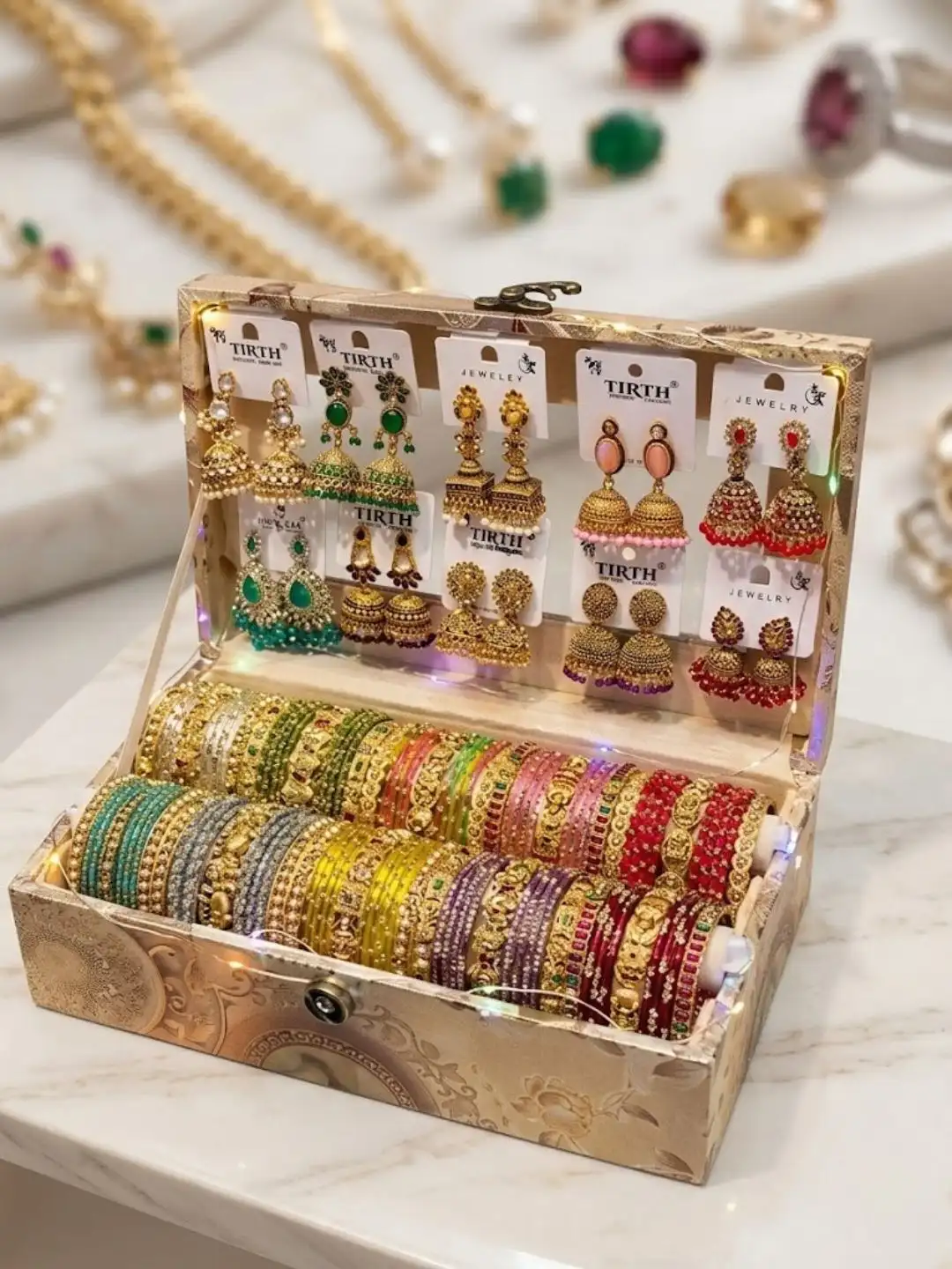 Royal Bridal Bangles and Matching Jhumka Earring Trunk Set