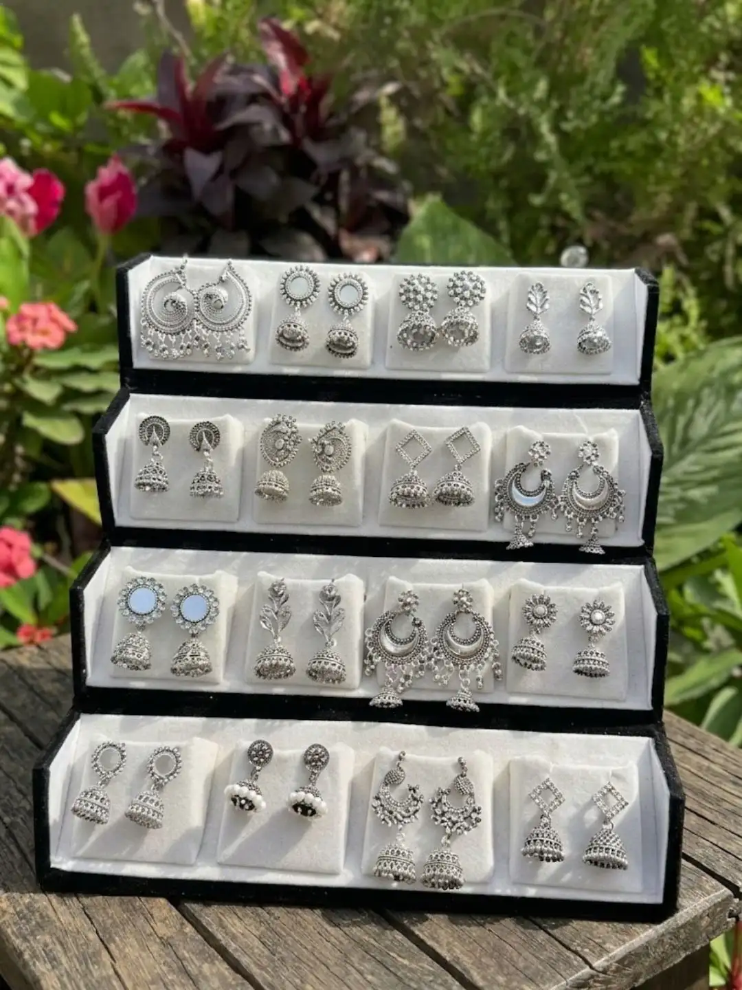 Oxidized Silver Finish Multi-Pair Earring Storage Box Set - Image 2