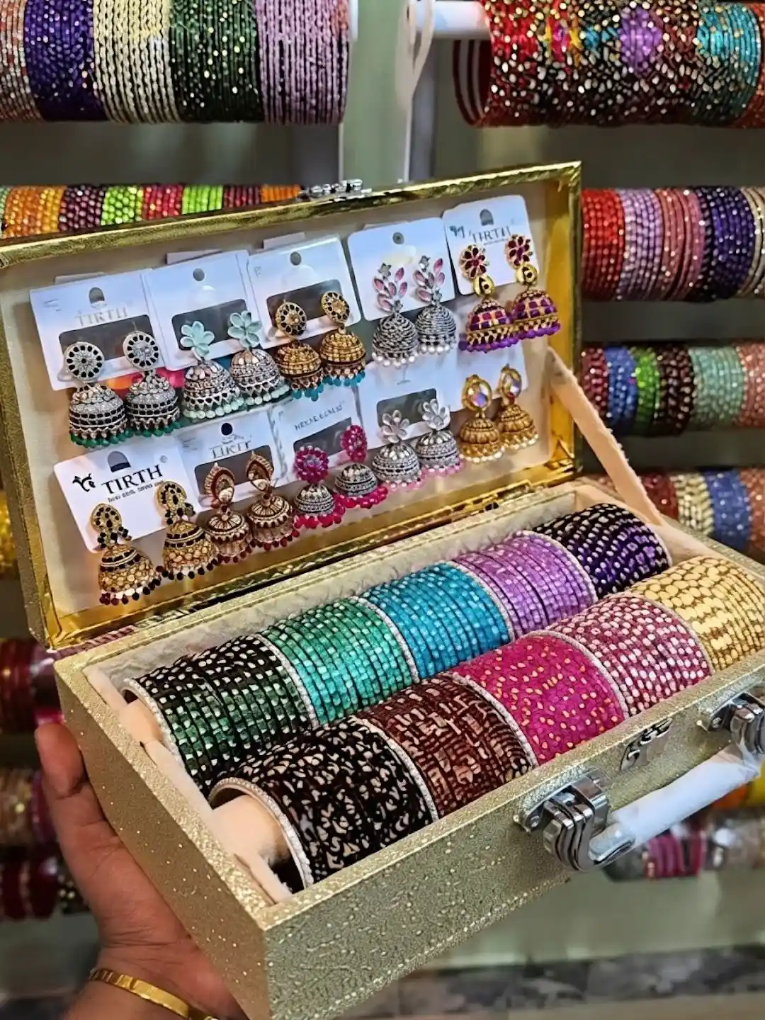 Exquisite Designer Bangles and Matching Earring Gift Box - Image 2