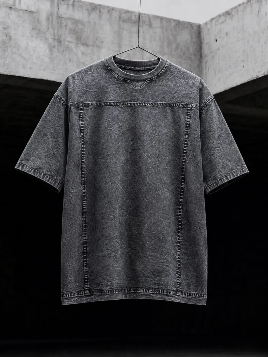 Maroon Tribal Lace-Up Yoke Half-Sleeve Tee - Image 5