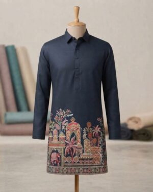 Artisanal Scenic Print Festive Kurta