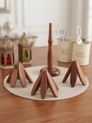 4-in-1 Foldable Wooden Trivet Tree Set