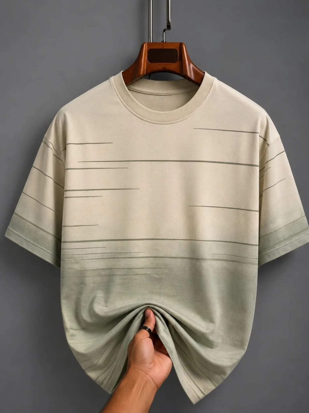 Navy Blue & White Pinstripe Colorblock Graphic Tee - Image 3