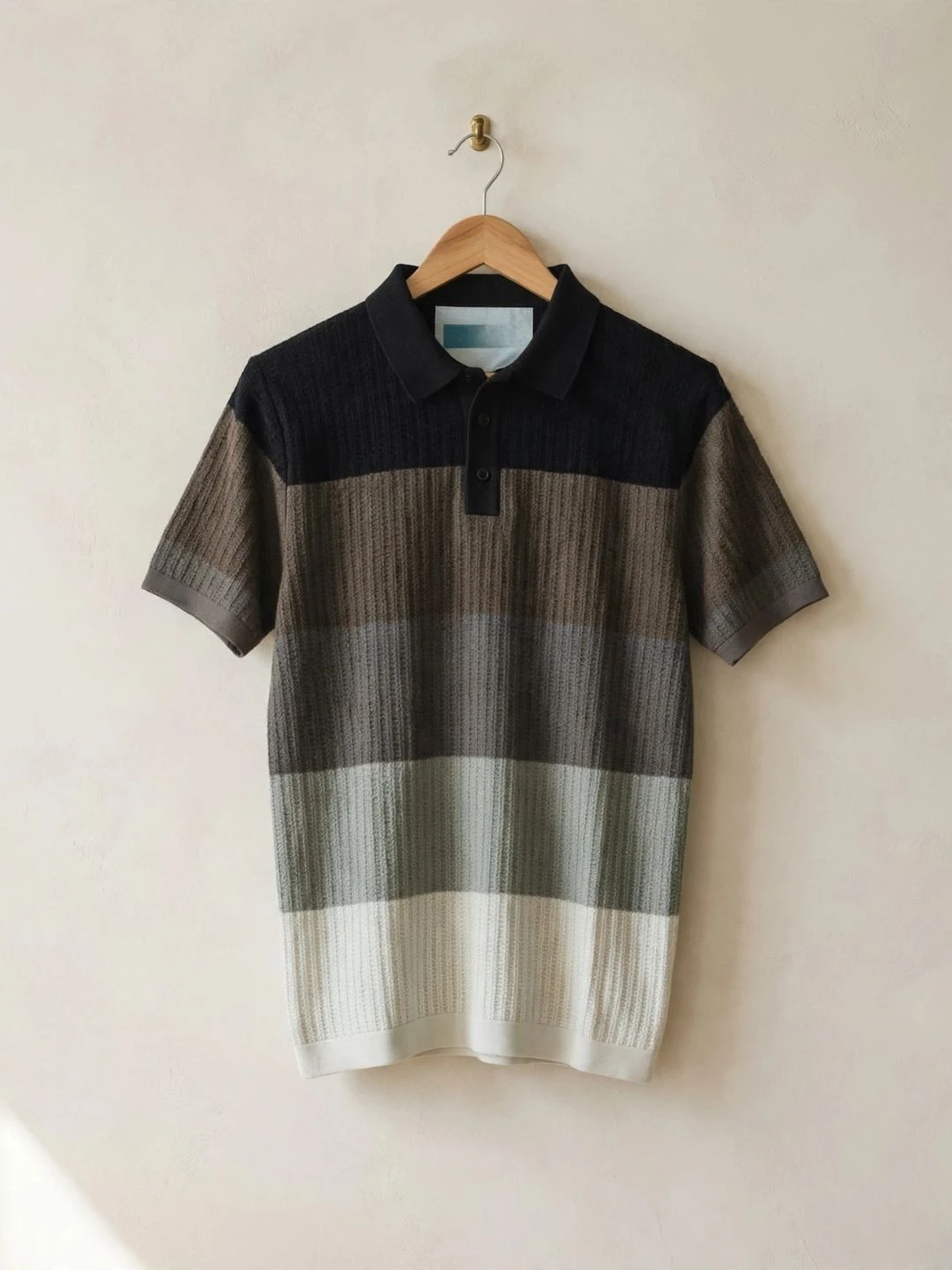 Multi-Tone Green Striped Polo T-Shirt - Image 4