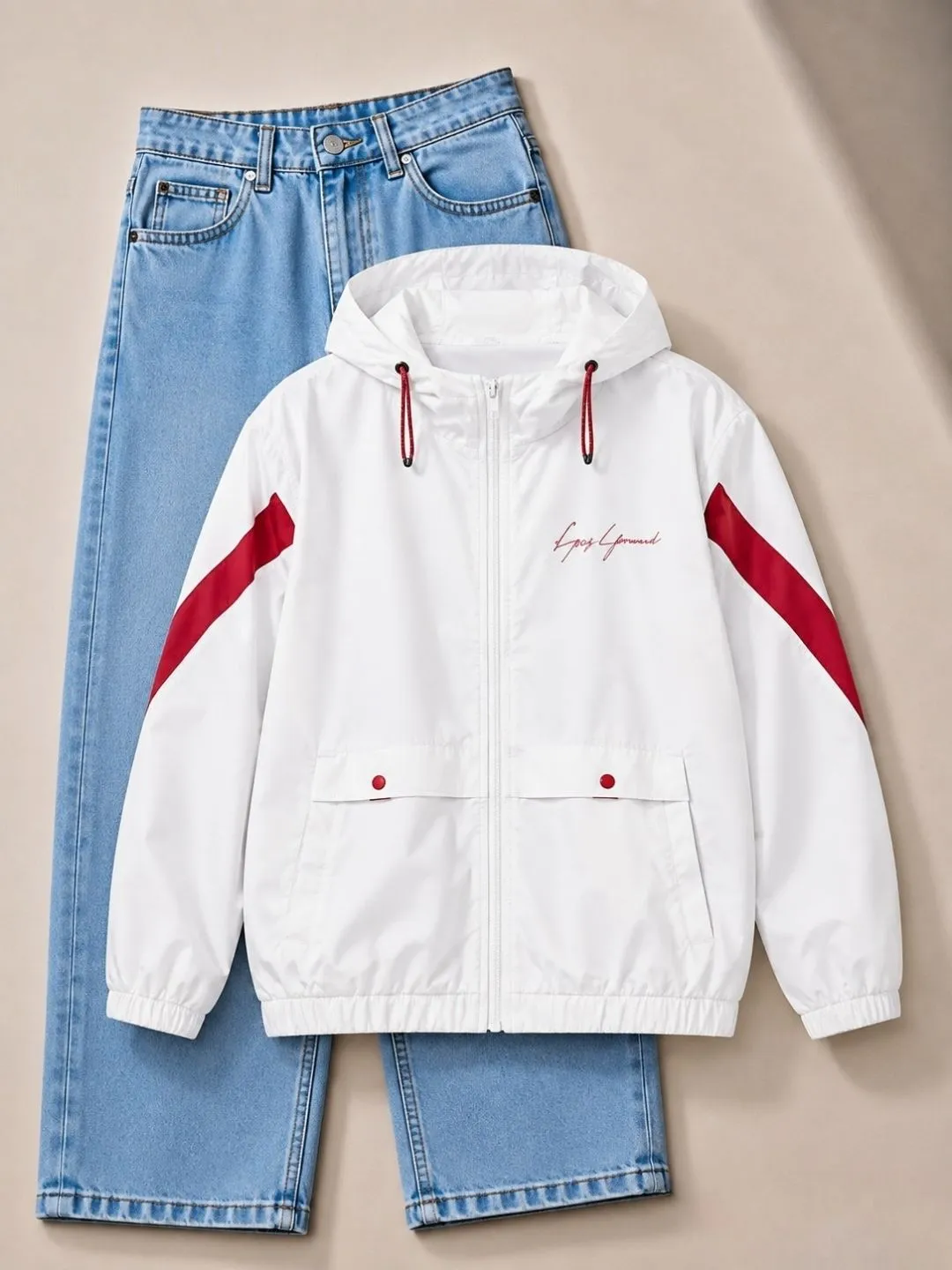 Color-Blocked Suede Jacket and Light Blue Denim Jean Combo - Image 4