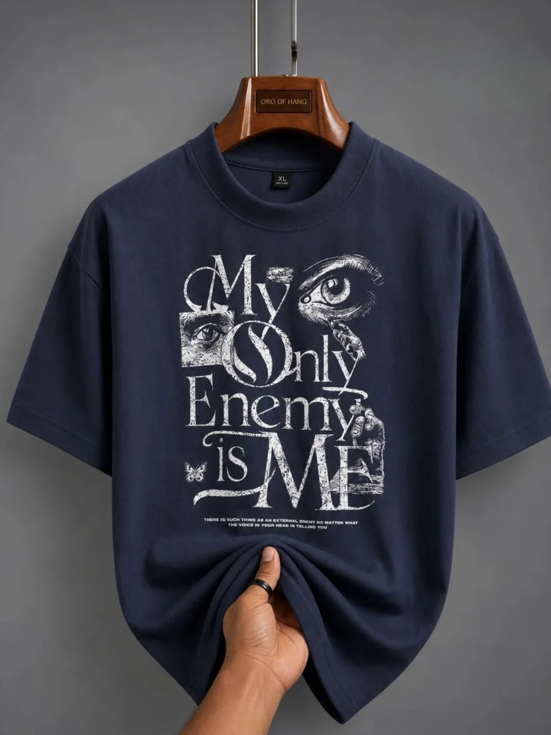 Navy Blue Graphic Oversized T-Shirt