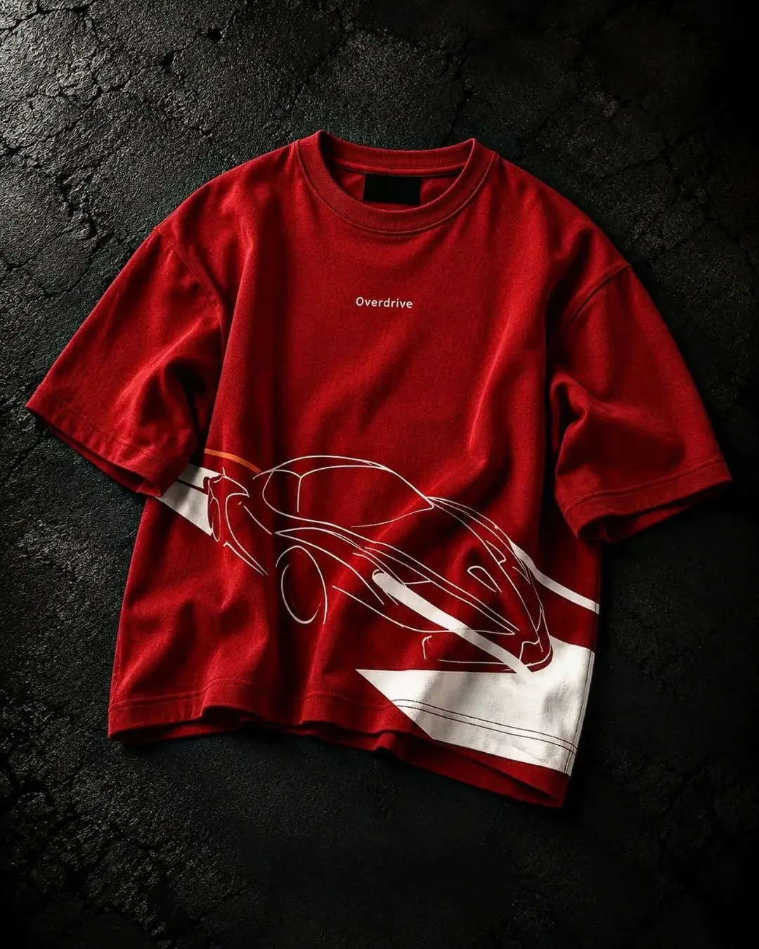 Teal Blue Sports Car Graphic Oversized T-Shirt - Image 3