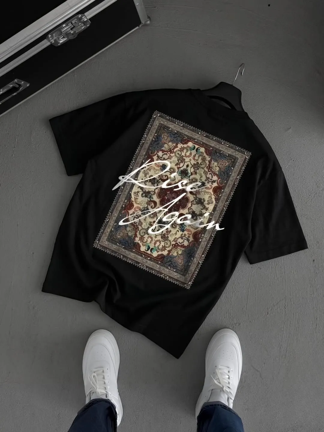 Brown and Cream Raglan Sleeve Graphic Tee with Shield Logo - Image 3