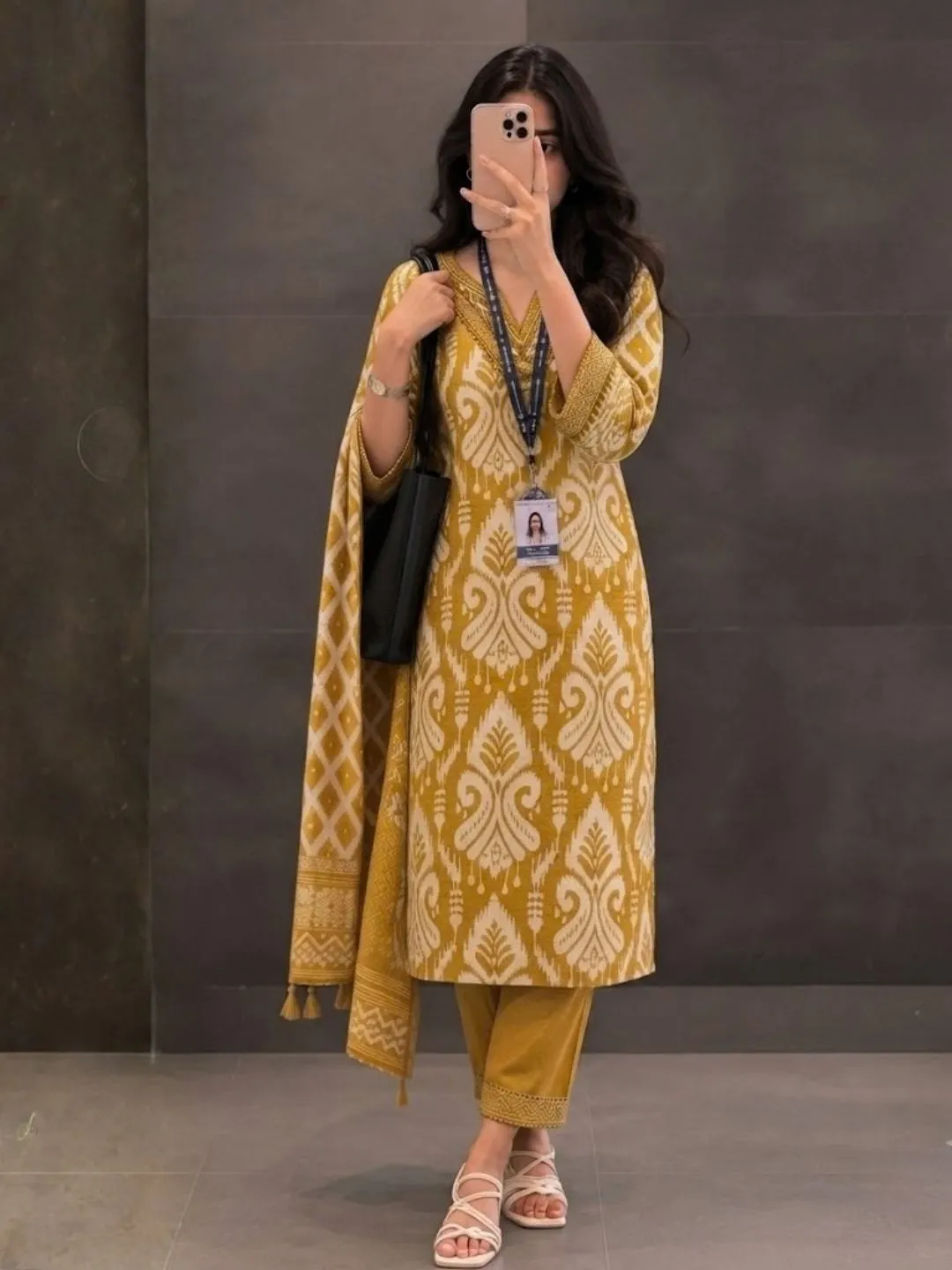 Elegant Teal Printed Kurta, Pants & Dupatta Suit Set - Image 2